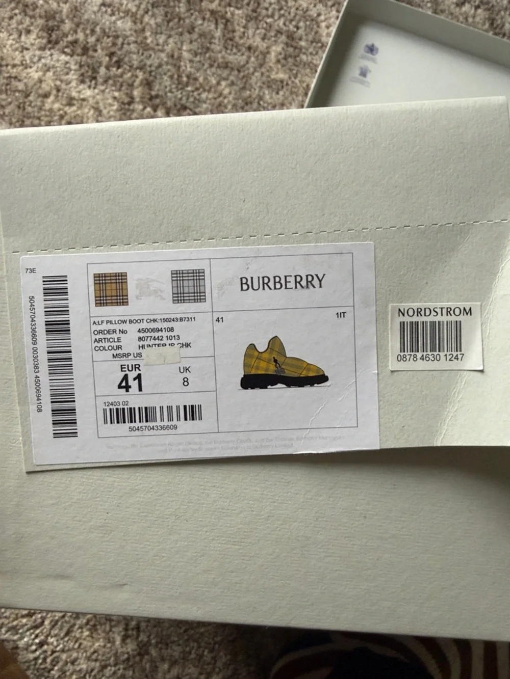 Burberry Yellow & Beige Check Quilted Puffer Slippers - Picture 2 of 5